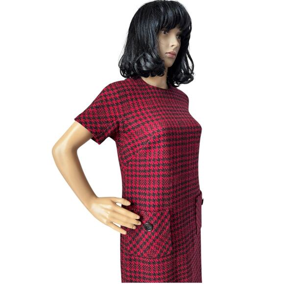 American Vintage 50’s Houndstooth Red Black short sleeve dress size small - Picture 13 of 17